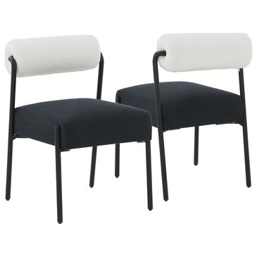 Tov Furniture Jolene Linen Dining Chair in Cream and Black (Set of 2), , large