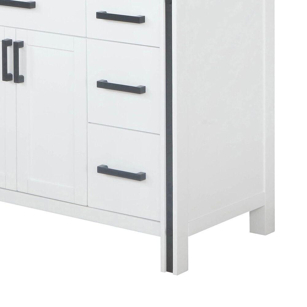 Lexora Home Ziva 48&quot; Single Bathroom Vanity in White with 2 cm White Quartz Top and Rectangular Sink, , large