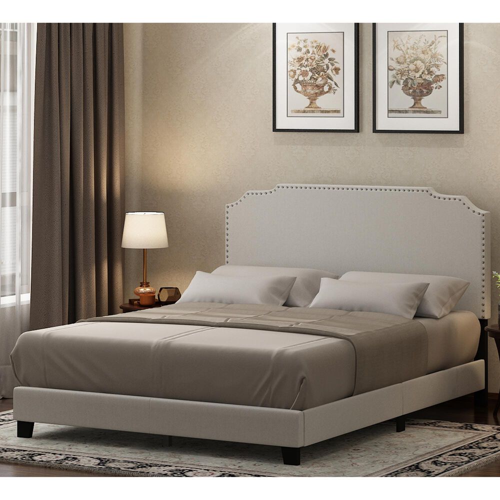 HOMLUX Nadia King Platform Bed Frame in Gray, , large