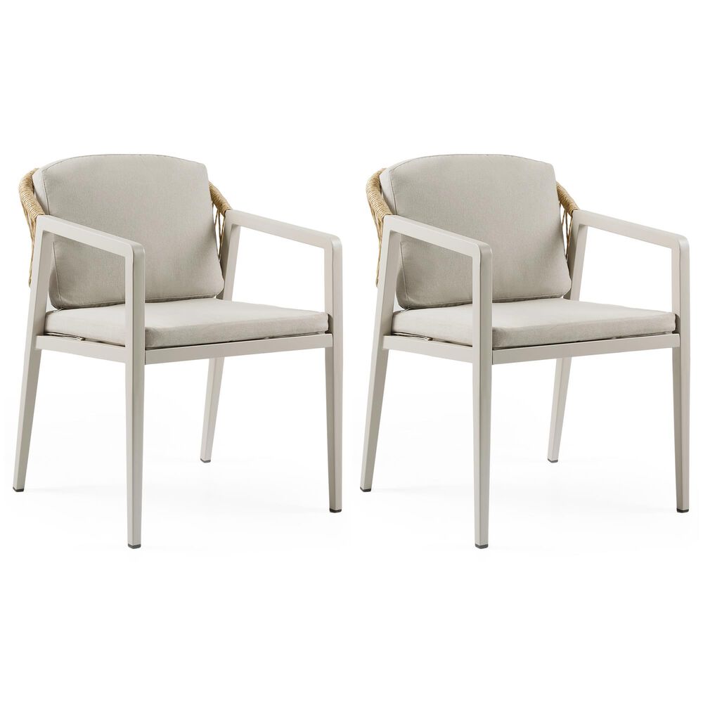 Hearth and Haven Wicker Rattan Woven Patio Dining Chair in Gray (Set of 2), , large