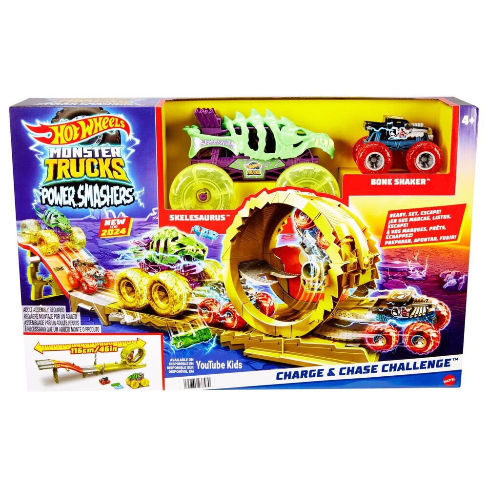 Hot Wheels Monster Trucks Power Smashers Race and Chase, , large