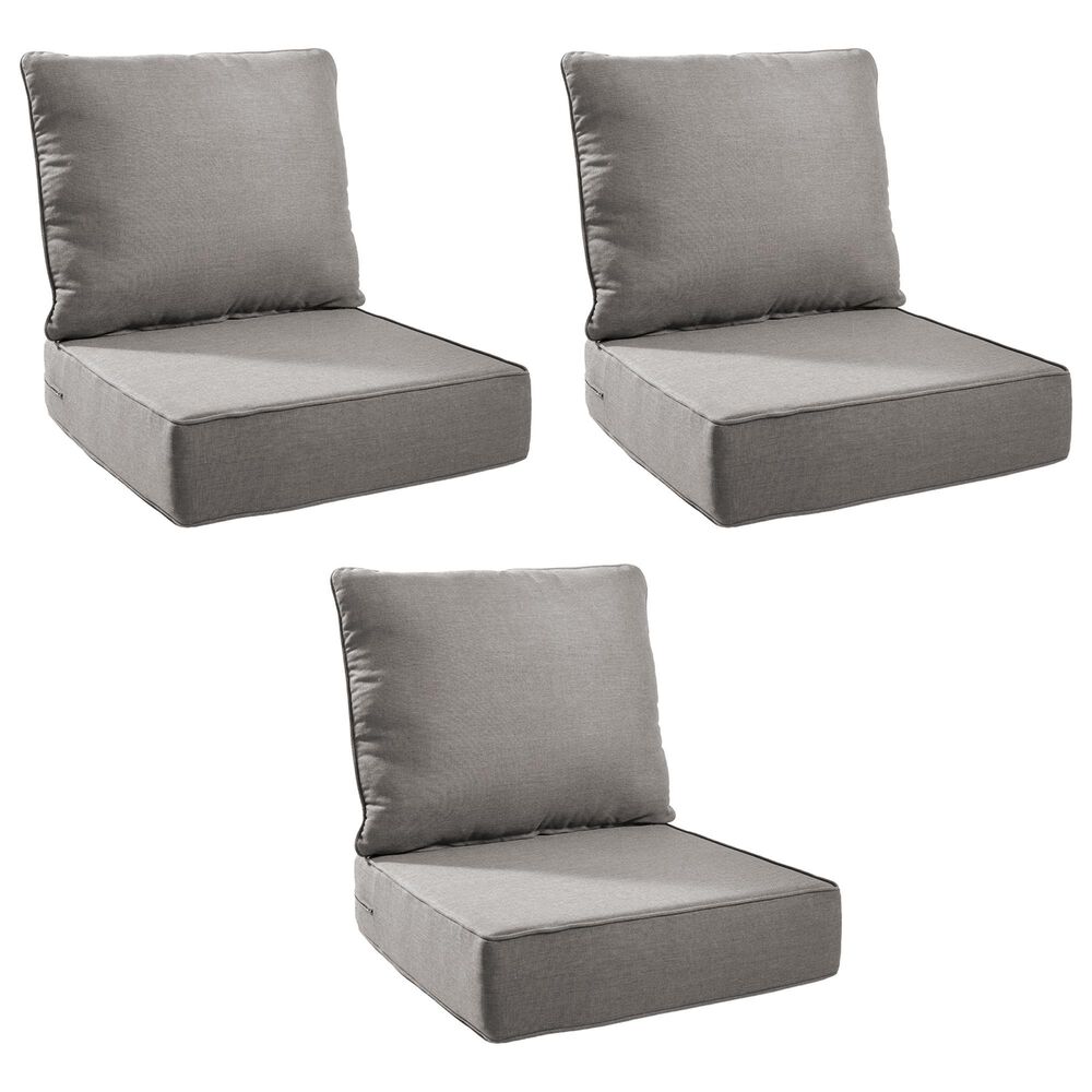 Sunwell Garden 22" Outdoor Seat and Back Cushion Set in Gray (Set of 3), , large