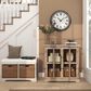 Maple and Jade Decorative Wall Clock with Beaded Accents in Washed Black and White, , large