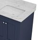 Lexora Home Dukes 60" Double Bathroom Vanity in Navy Blue with 2 cm White Carrara Marble Top and Rectangular Sinks, , large