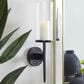 Maple and Jade 23" Single Indoor/Outdoor Wall Mount Candle Holder in Polished Black and Clear, , large