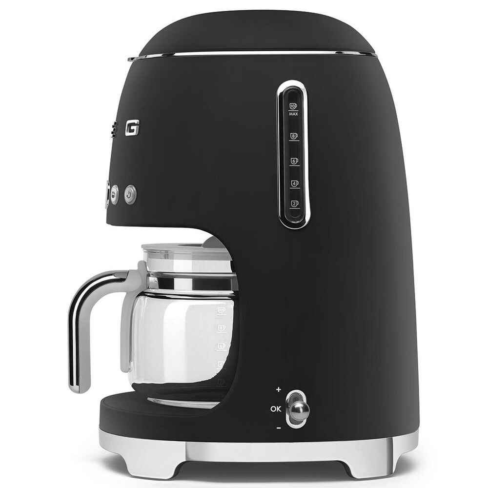 SMEG 47.34 Oz Drip Coffee Maker in Black and Polished Chrome, , large