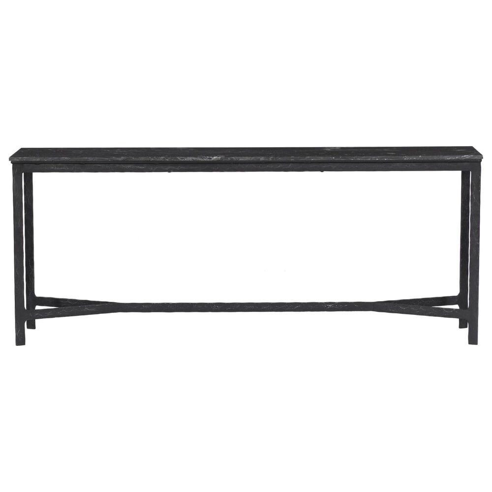 Four Hands Hammered Iron Console Table-Charcoal Marble, , large