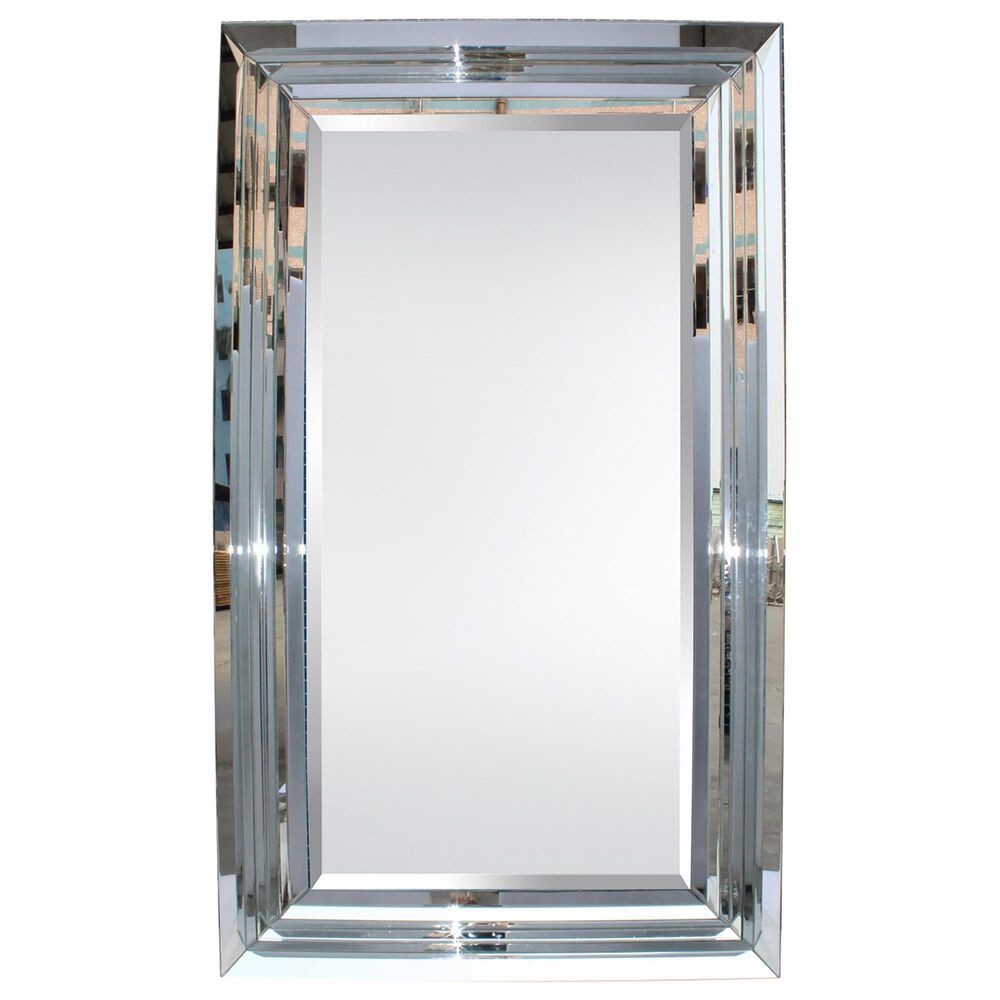 Garber Collection 81" Glass Modern Floor Mirror in Silver, , large