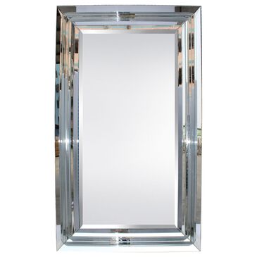 Garber Collection 81" Glass Modern Floor Mirror in Silver, , large