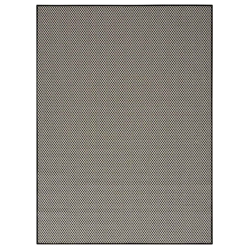 Nourison Courtyard Black and White 8&#39; x 10&#39; Indoor/Outdoor Area Rug, , large