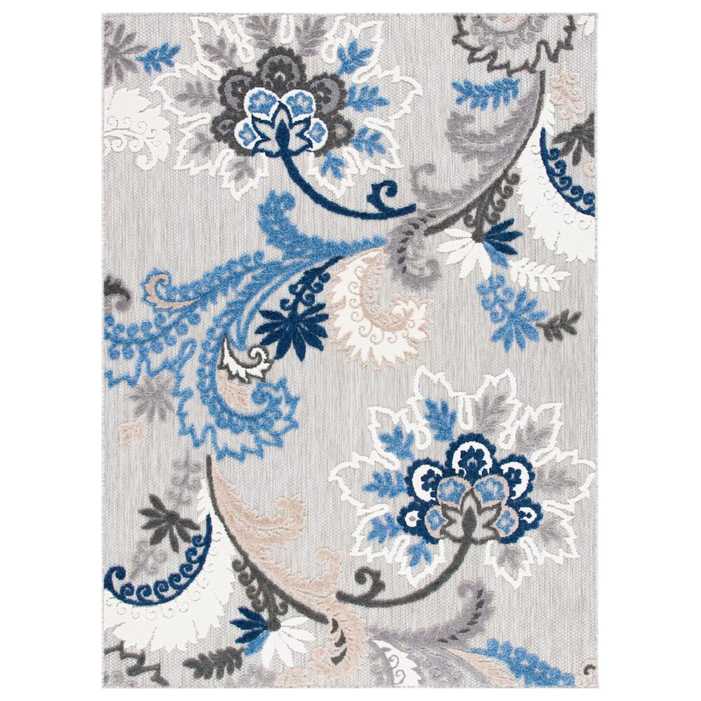 Safavieh Cabana CBN305F 8" x 10" Grey and Blue Indoor/Outdoor Area Performance Rug, , large