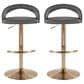 LumiSource Grotto Adjustable Bar Stool with Grey Faux Leather Upholstery in Gold (Set of 2), , large