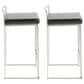 LumiSource Fuji Stackable Counter Stool with Black Faux Leather in Brushed Stainless Steel (Set of 2), , large