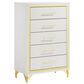Pacific Landing Lucia 5-Drawer Chest in White and Gold, , large