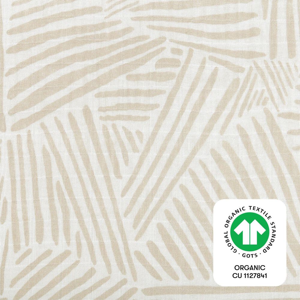Babyletto Oat Stripe Muslin Swaddle in White and Gray, , large