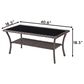 Sunwell Garden 41" Patio Rectangular Coffee Table with Glass Top in Brown, , large