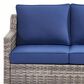 Sunwell Garden 5-Piece Patio Chat Set with Two Swivel and Gliding Chairs in Navy, , large
