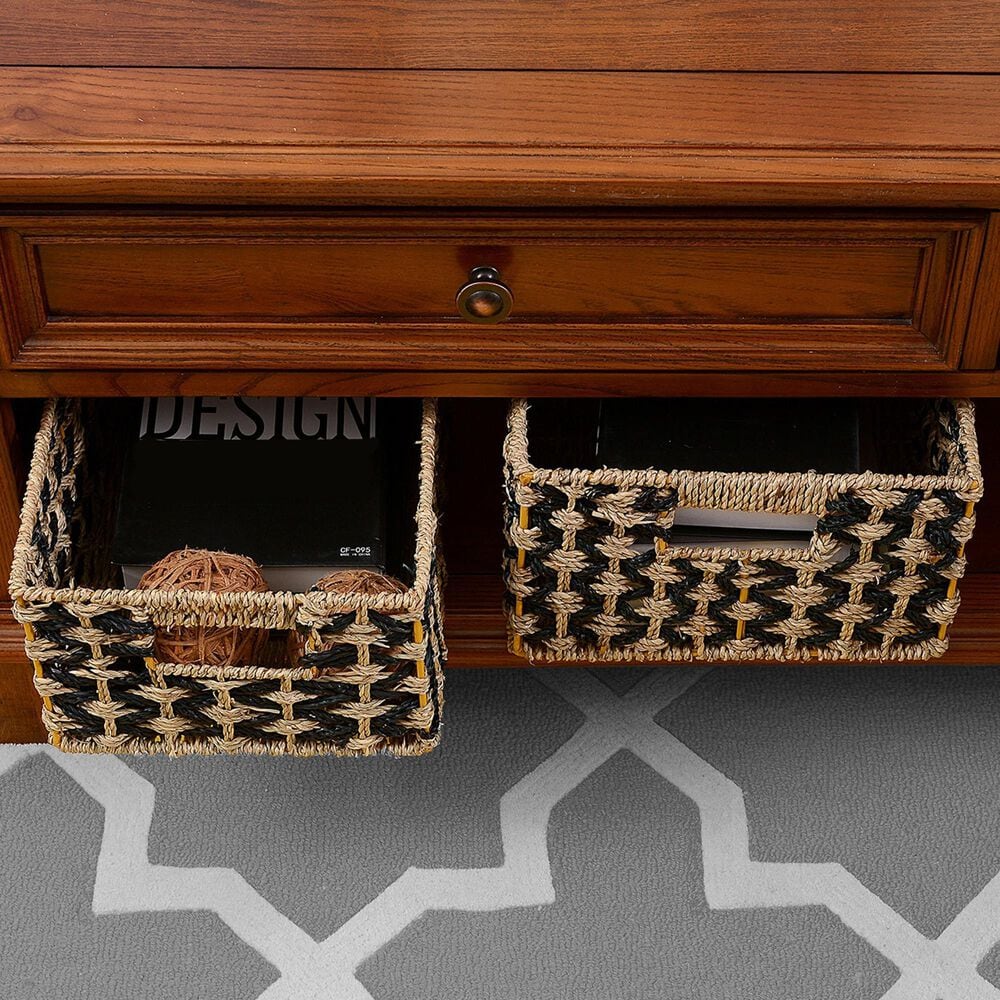 Timberlake Nesting Wicker Basket in Black and Natural &#40;Set of 4&#41;, , large