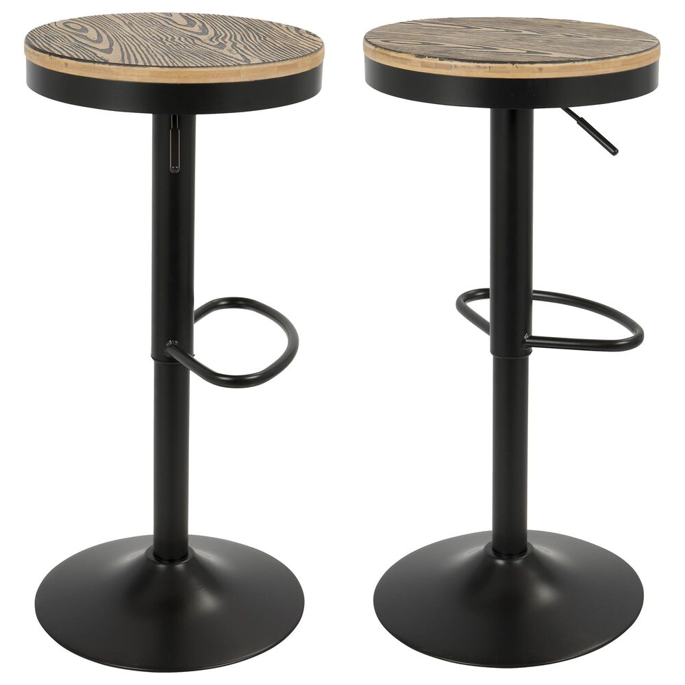 Lumisource Dakota Adjustable Swivel Barstool in Brown/Black &#40;Set of 2&#41;, , large