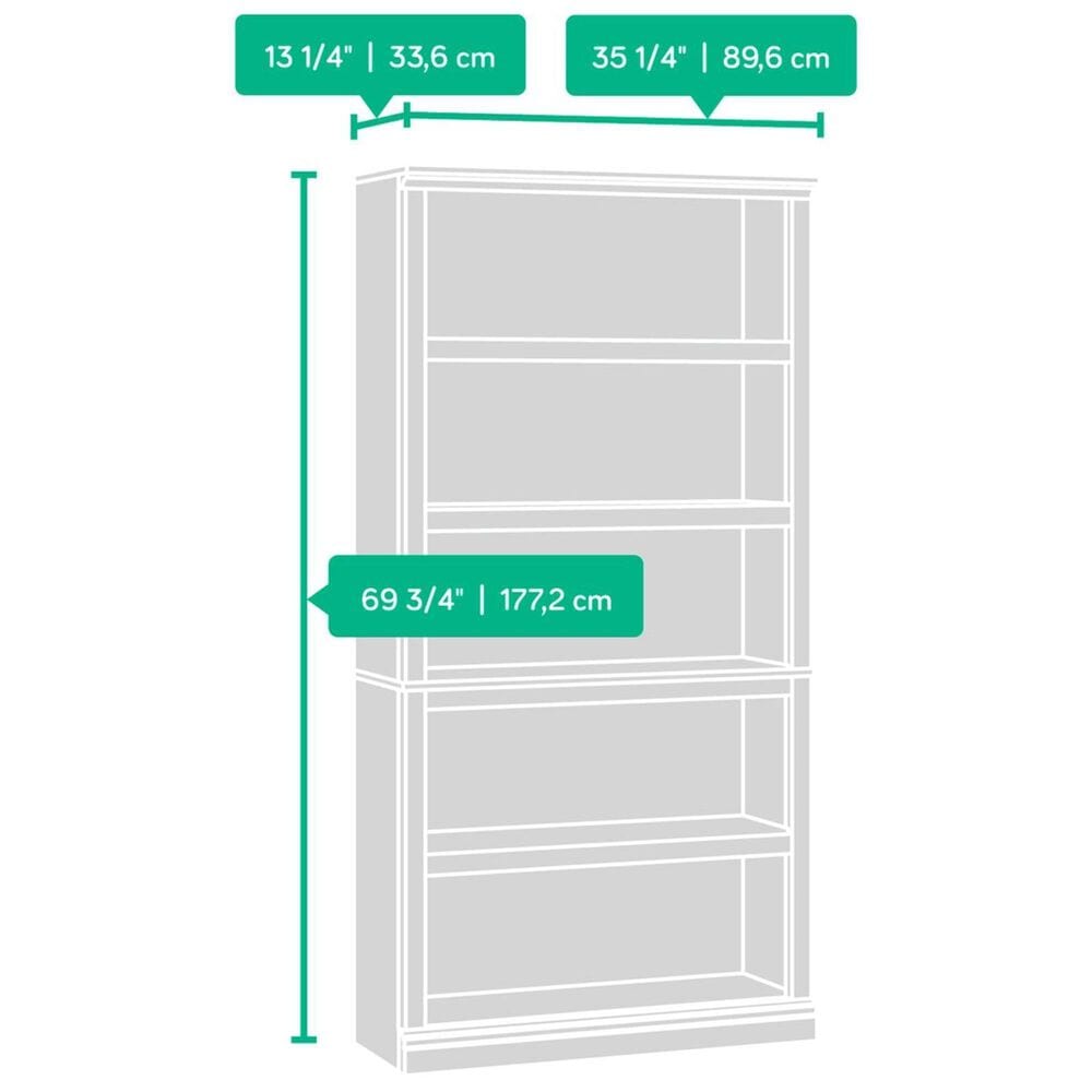 Sauder 5-Shelf Bookcase in Estate Black, , large