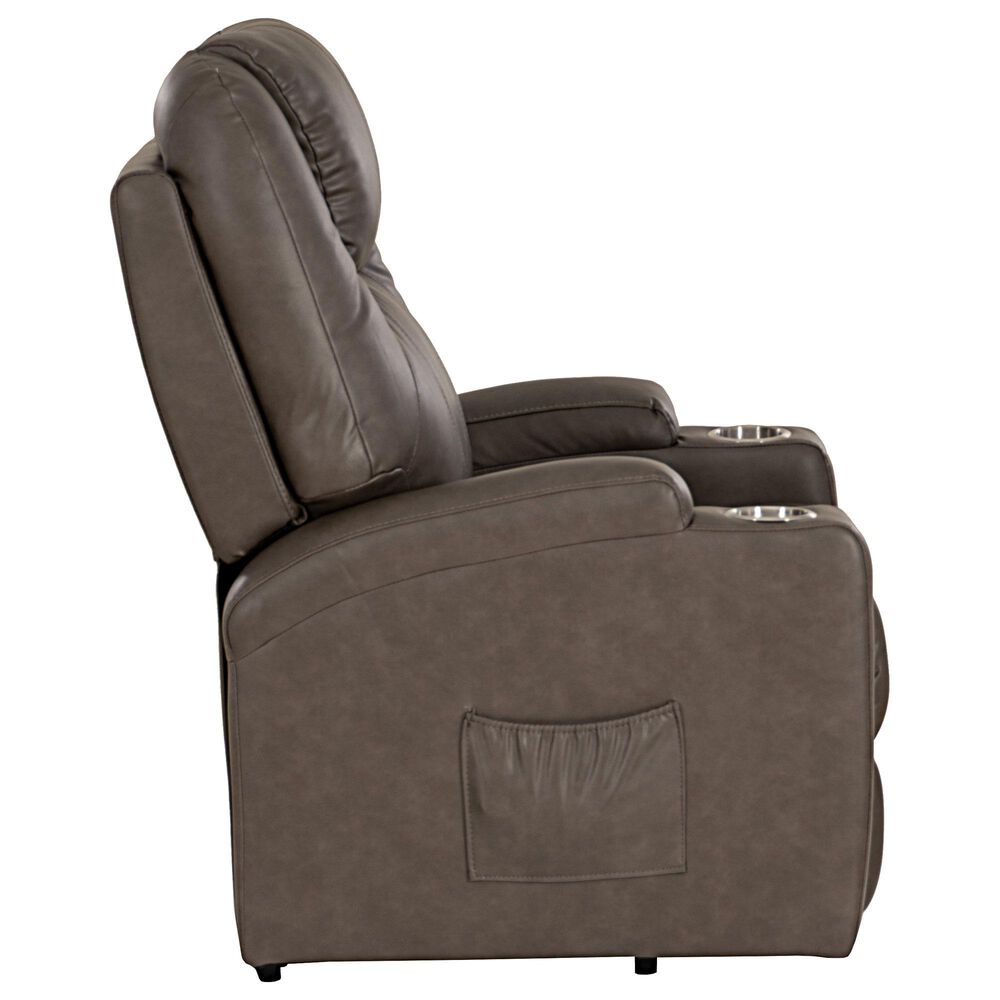Linon Home Decor Peoria Power Lift Recliner in Mushroom, , large