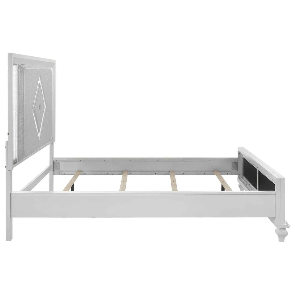 New Heritage Design Stardust King Panel Bed in White and Silver, , large