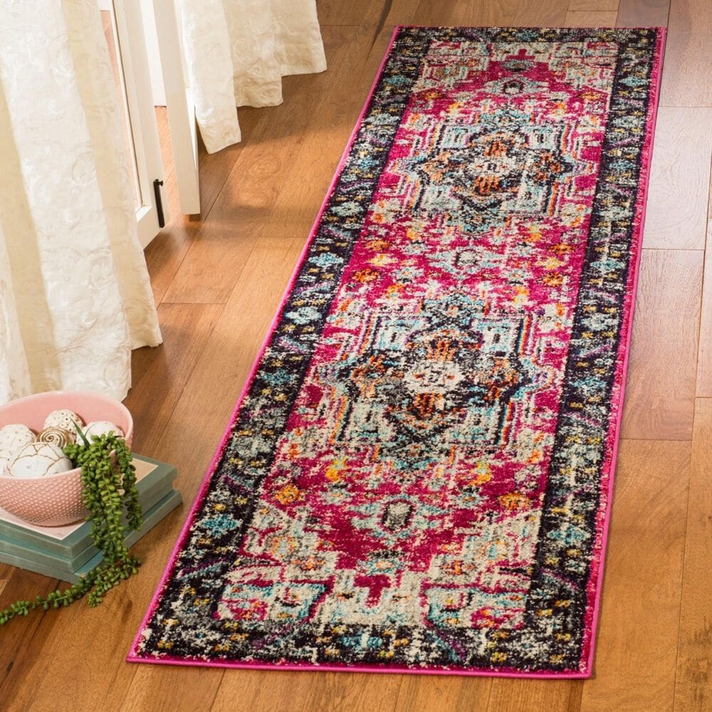 Safavieh Monaco MNC253J-28 2&#39;2&quot; x 8&#39; Fuchsia/Grey Runner, , large
