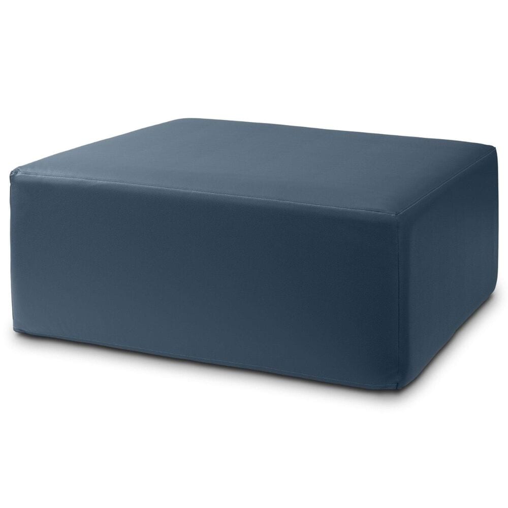 Jaxx Fairlie Faux Leather Ottoman in Oxford Blue, , large