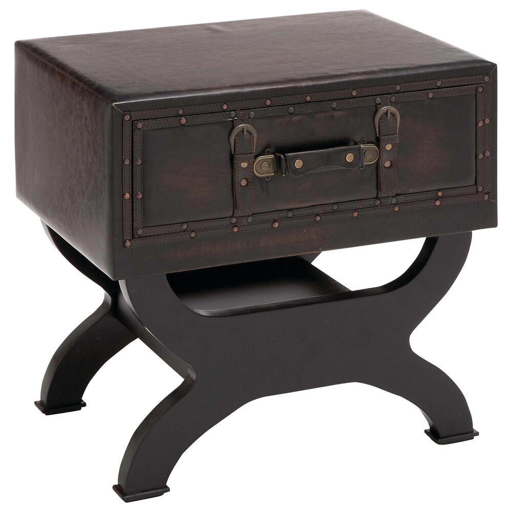 Maple and Jade Industrial Accent Table in Dark Brown, , large