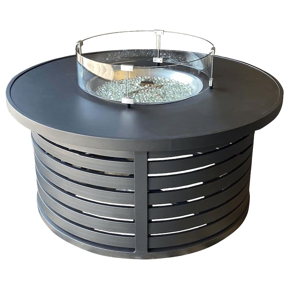 Venture Contempo and Smith Lake 5-Piece Round Firepit Chat Set in Textured Black, , large