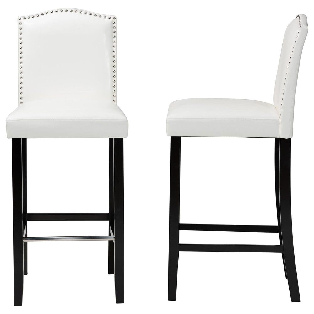 Baxton Studio Libra Bar Stool in White (Set of 2), , large