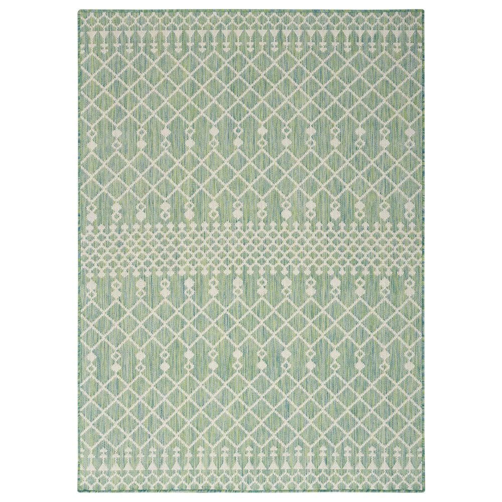 Nourison Positano Southwestern Blue and Green 5&#39; x 7&#39; Indoor/Outdoor Area Rug, , large
