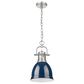 Golden Lighting Duncan 1-Light Small Pendant with Chain and Matte Navy Shade in Pewter, , large