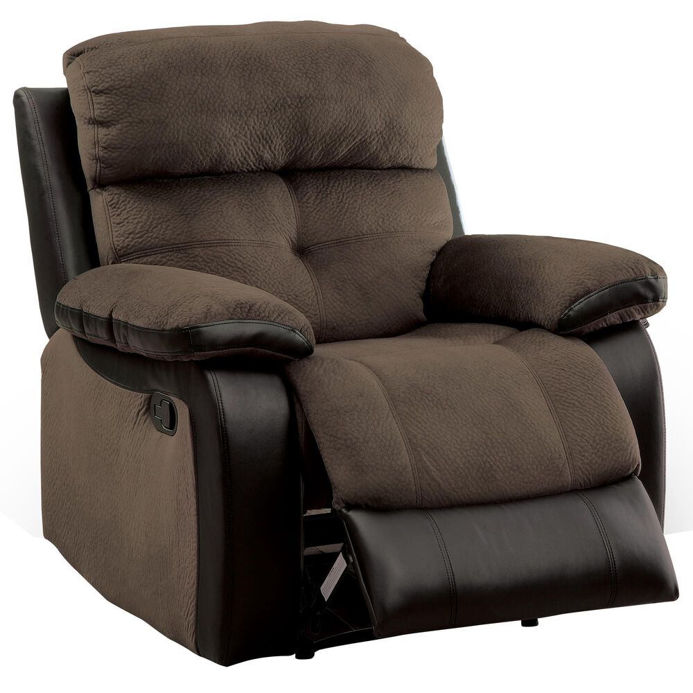 Furniture of America Engel 3-Piece Manual Reclining Living Room Set in Brown and Black, , large