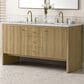 James Martin Vanities Hudson 60" Double Bathroom Vanity in Light Natural Oak with 3 cm Eternal Jasmine Pearl Quartz Top and Rectangular Sinks, , large