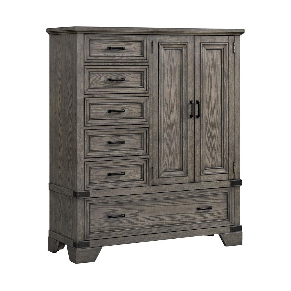 Hawthorne Furniture Forge 6-Drawer Gentleman's Chest in Wire Brushed Steel Gray, , large
