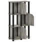 HOMLUX 4-Tier Storage Bookcase with Three Doors in French Oak and Black, , large