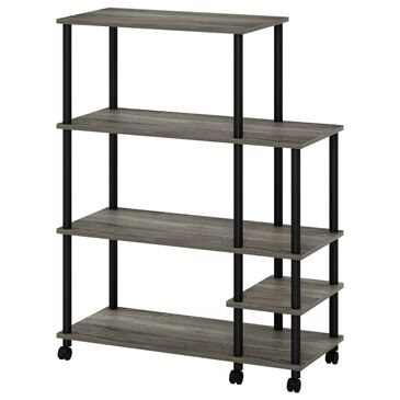 HOMLUX Turn-N-Tube 3-Tier Rolling Kitchen Shelf Cart in French Oak Grey and Black, , large