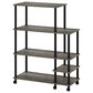 HOMLUX Turn-N-Tube 3-Tier Rolling Kitchen Shelf Cart in French Oak Grey and Black, , large