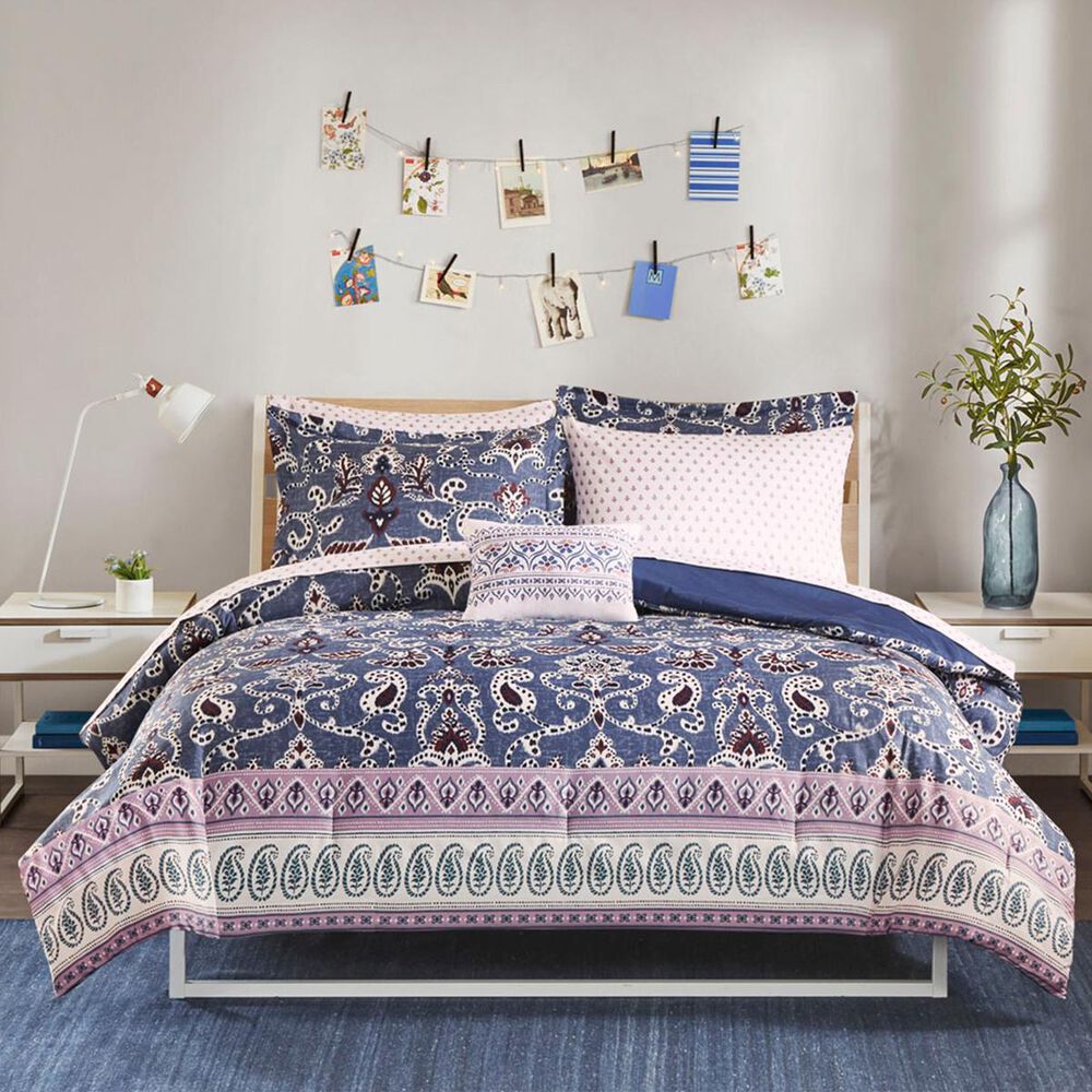 Hampton Park Calico 8-Piece Queen Comforter Set in Purple, , large