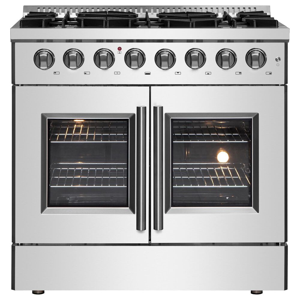 Forno Galiano 36" Freestanding French Door Dual Fuel Range in Stainless Steel, , large