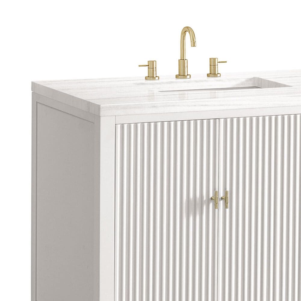 James Martin Vanities Myrrin 72&quot; Double Vanity in Bright White with 3 cm Arctic Fall Solid Surface Top, , large