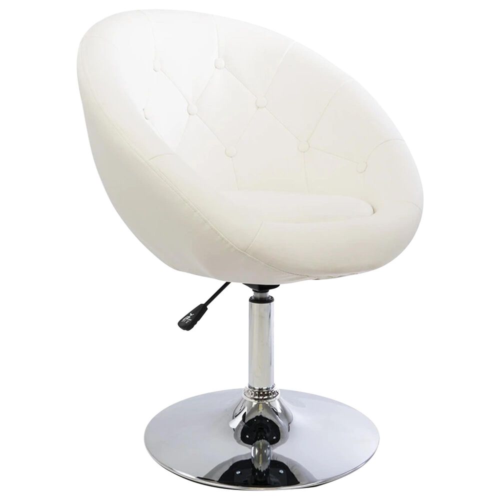 Impressions Vanity Antoinette Vanity Chair with White Cushion in Stainless Steel, , large