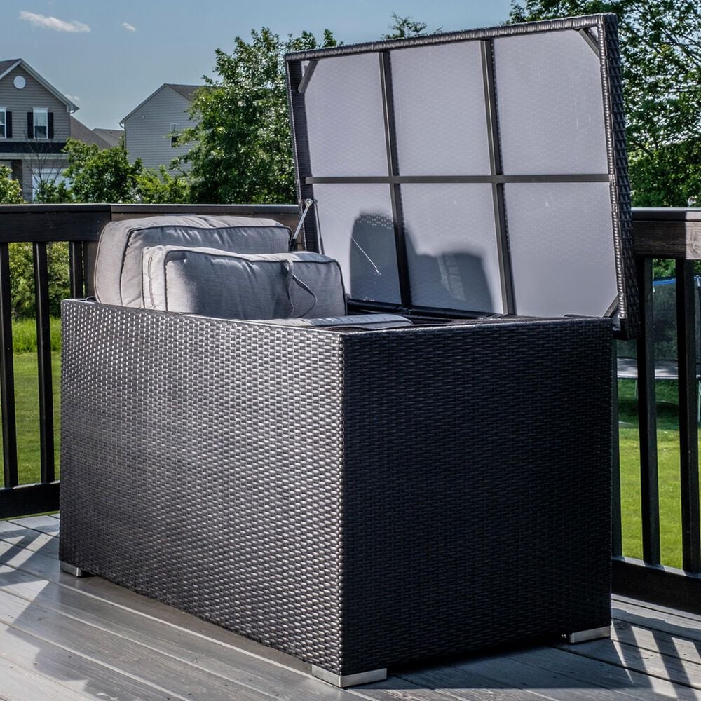 Alfresco Home Sicuro Wicker Cushion Storage Box with Hydraulic Lid in Oxford Black, , large