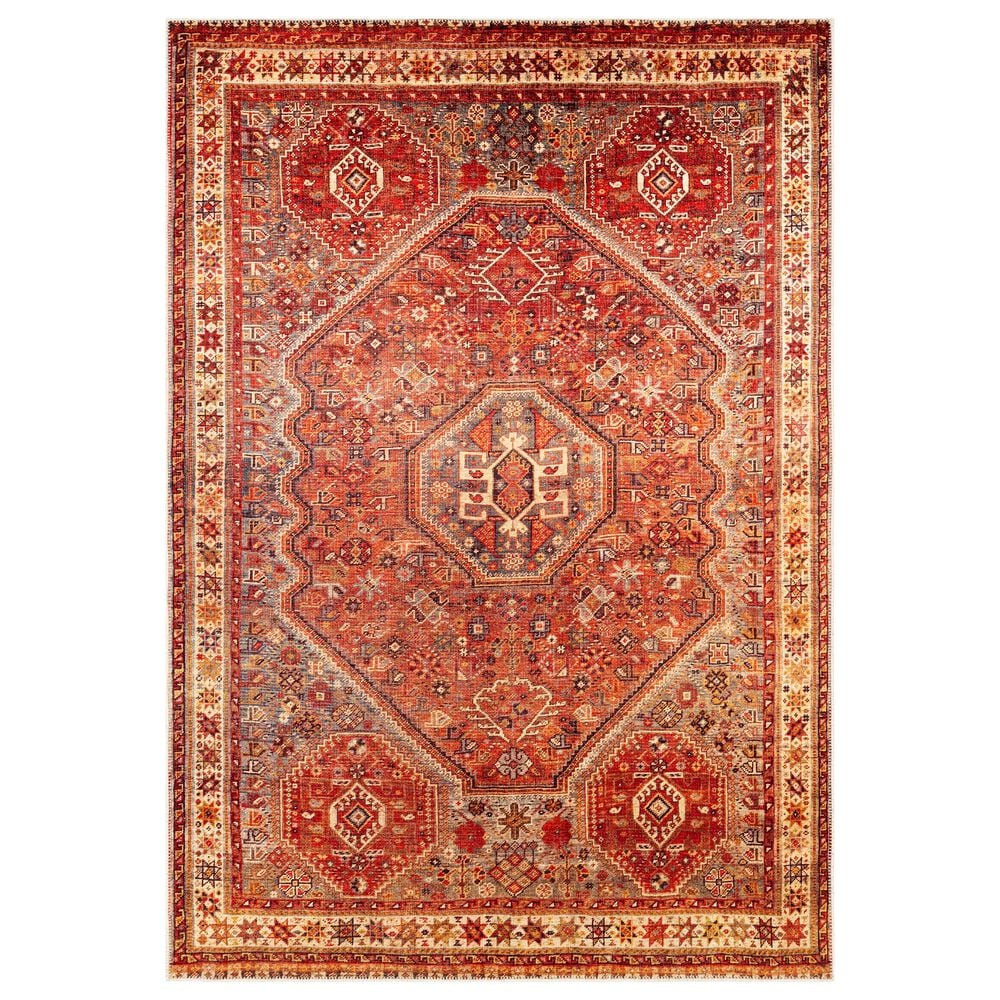 Surya Amelie 2"7" x 7"10" Red, Orange, Brick, Saffron, Charcoal and Wheat Runner, , large