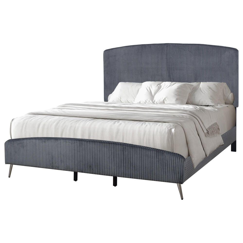 New Heritage Design Kailani King Upholstered Bed in Gray, , large