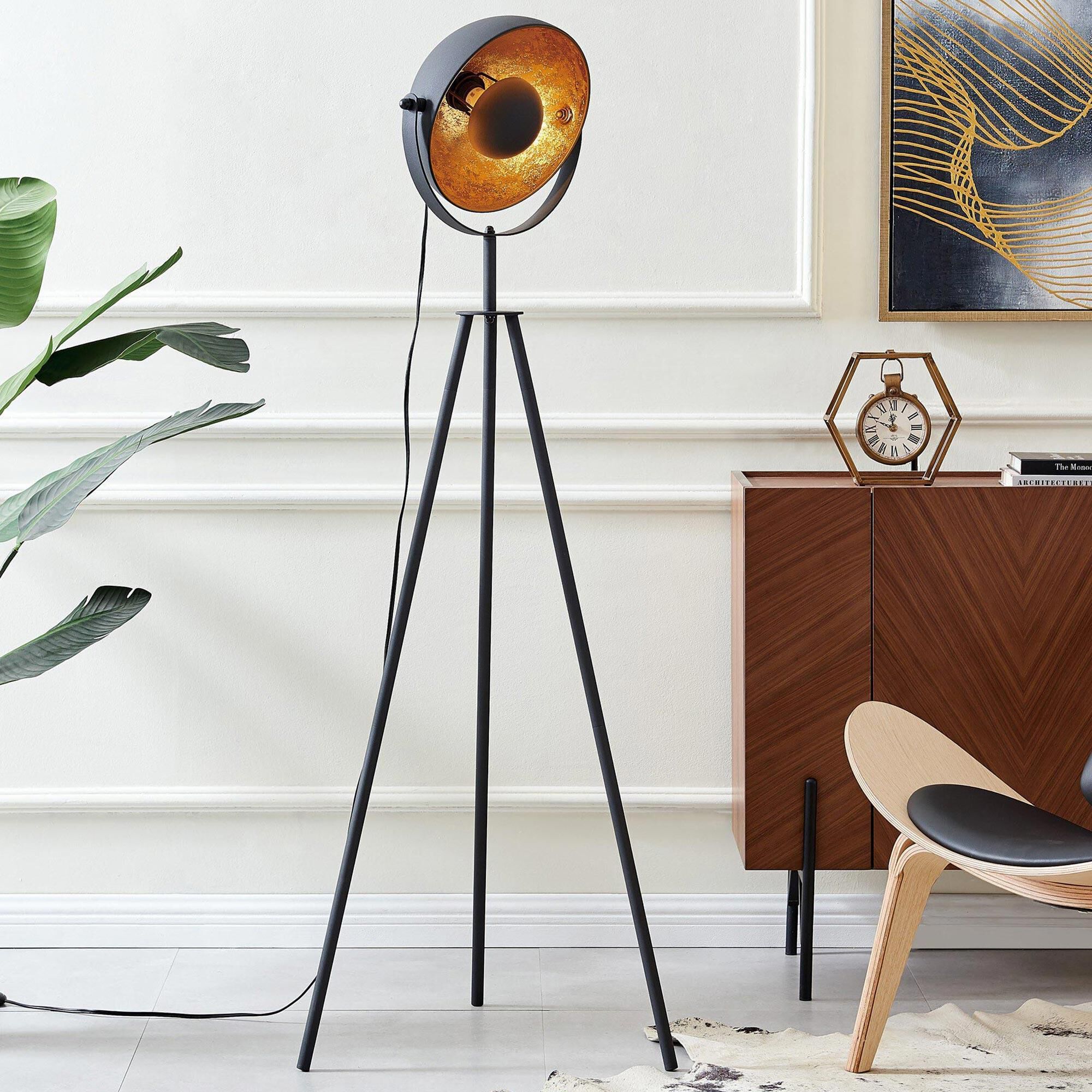 Lite Source Gothard Floor Lamp with Legs Tripod Base in Black