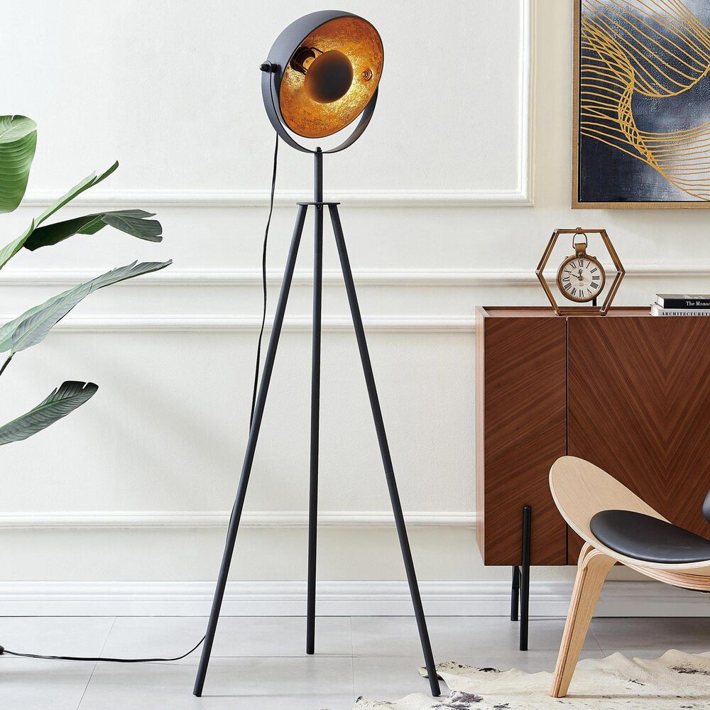 Lite Source Gothard Floor Lamp with Legs Tripod Base in Black, , large