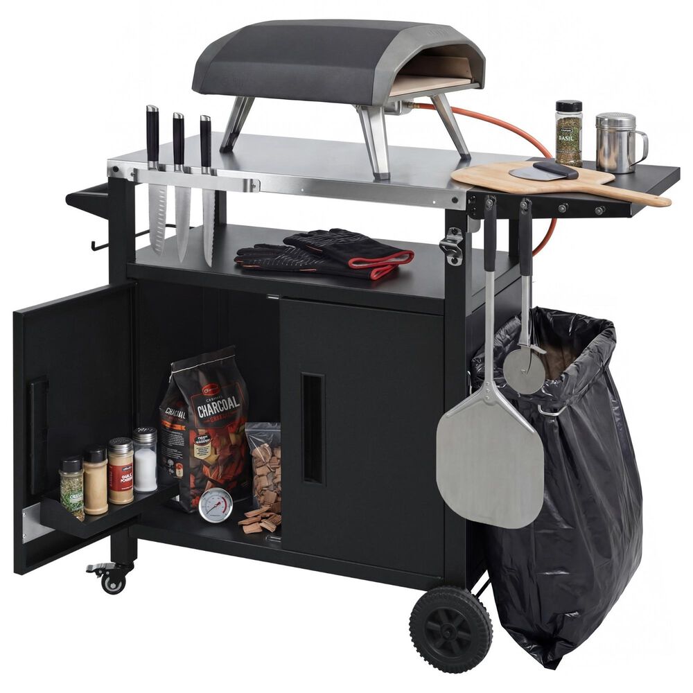 HOMLUX 45" Outdoor Kitchen Island in Black and Stainless Steel, , large