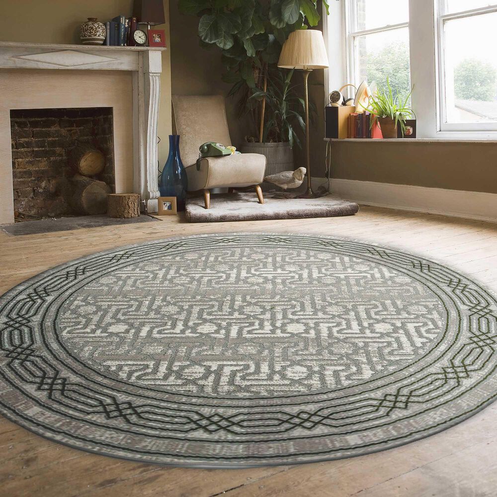 Radici USA Davide Southwestern 5&#39;3&quot; Round Green Area Rug, , large
